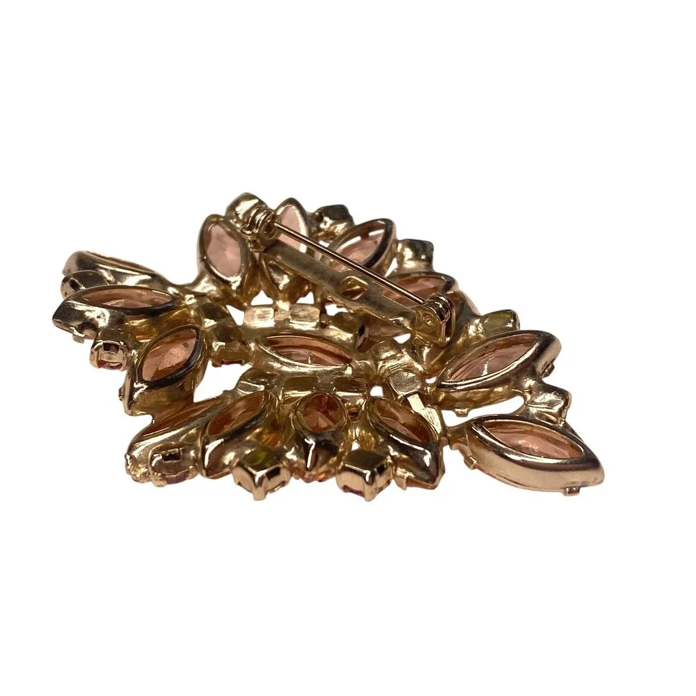 VINTAGE BROOCH SHADES OF PINK OPEN‎ BACK RHINESTONE JULIANA STYLE CZECH PIN